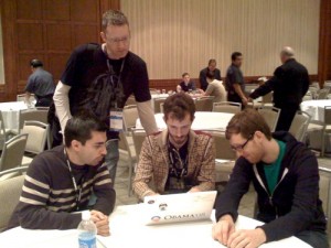 Matt Aimonetti - Nick Sieger (JRuby), Chris Anderson (CouchDB) and Jan Lehnardt (CouchDB) during QConf