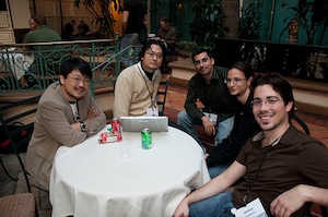 Matt Aimonetti with Matz, Koichi Sasada, Laurent Sansonetti, Jimmy Schementi during RubyConf 2009